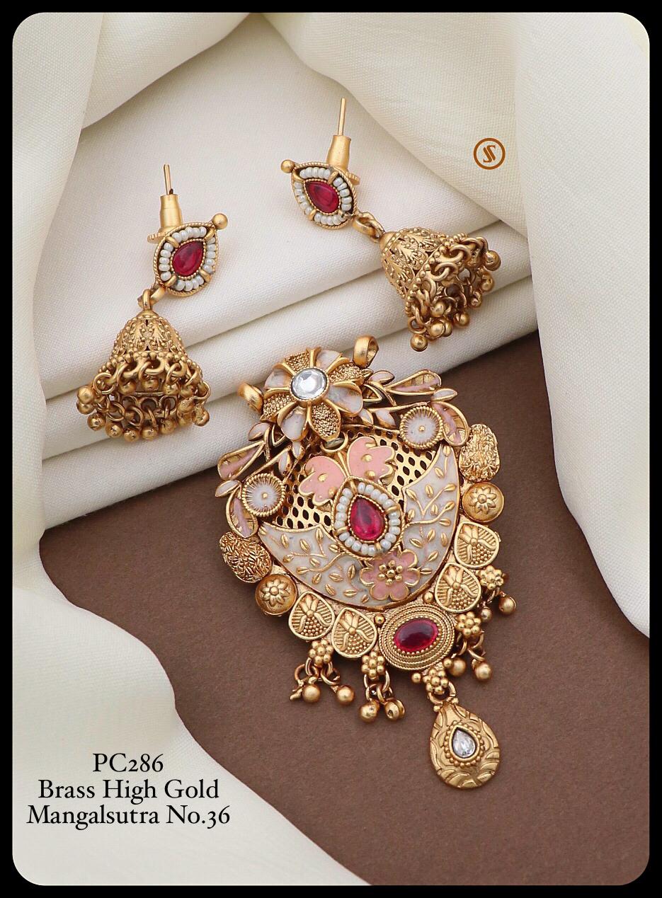 Pc 28 Fancy Brass High Gold Mangalsutra Pendal Butti Exporters in India
